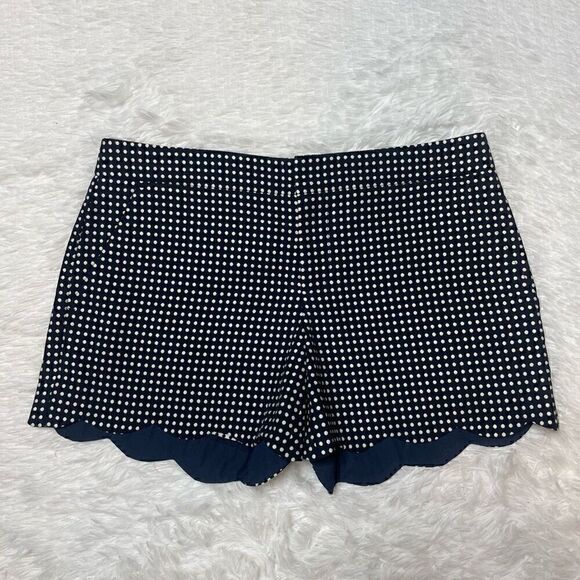CLUB MONACO Shorts Navy Blue Polka Dot Scalloped Hem Size 4 - Picture 1 of 9